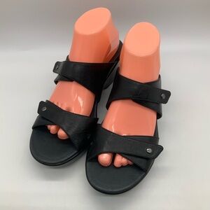 Dansko Jodi Strappy Wedge Sandals EU 41 US 11/11.5 Black Leather The Walking Co.